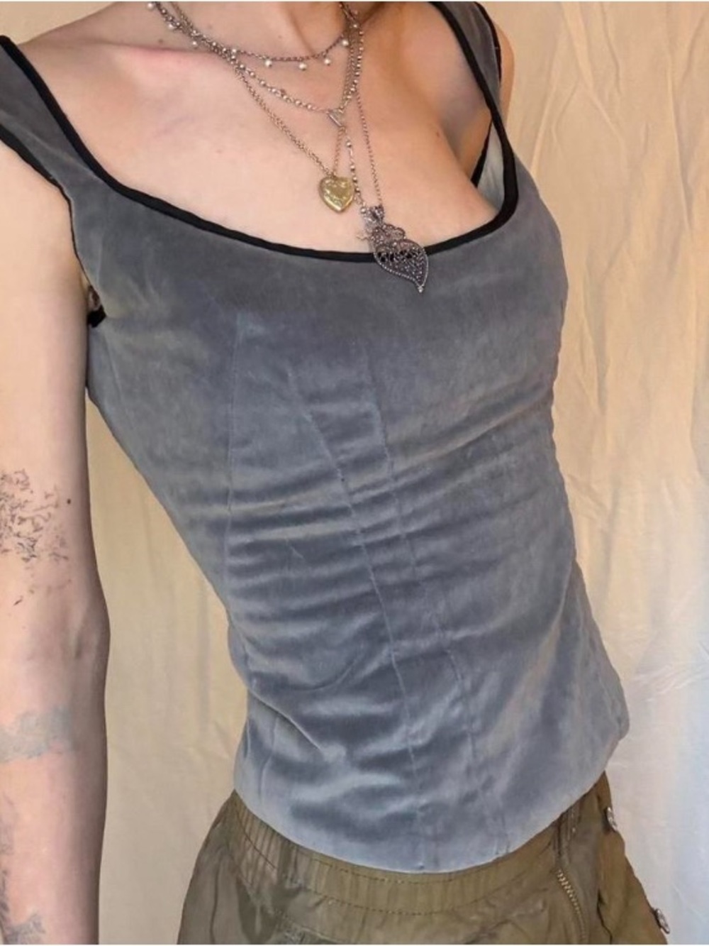 ULTRA RARE Tracy Feith purple/gray corset zip up top ASO Piper Halliwell Charmed - Picture 3 of 6